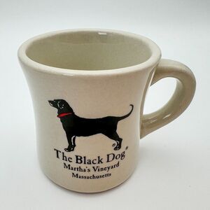 The Black Dog Martha's Vineyard Diner Ware Style Coffee Mug Labrador Red Collar